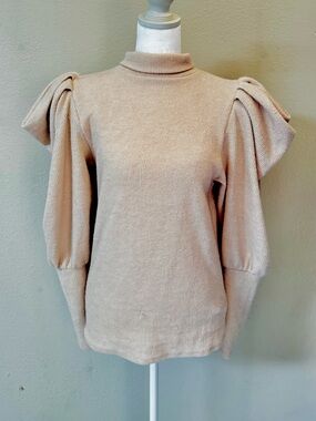 Soft Blush Puff Sleeve Turtleneck Sweater by Express | Size SP